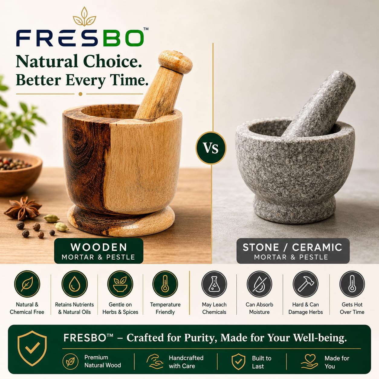 wooden mortar and pestle set small angle 2