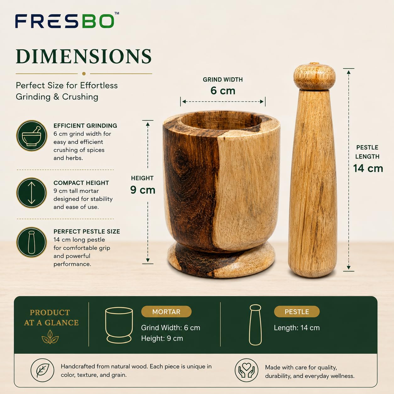wooden mortar and pestle set small angle 4